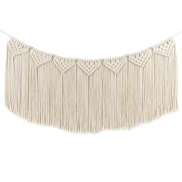 Bohemian Macrame Wall Hanging Top Knot Woven Fringe Garland Banner Shabby Chic - Picture 2 of 8